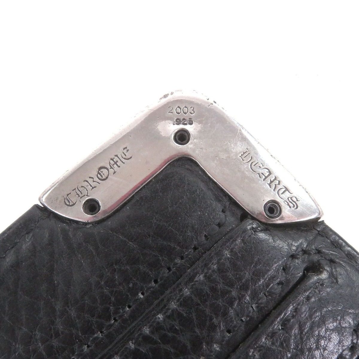 Chrome Hearts Scroll Label Leather Single Fold Wallet Bifold Billfold Black — view 8