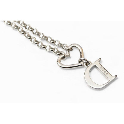Christian Dior Necklace Logo Heart Silver Rhinestone — view 3
