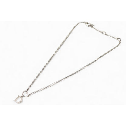 Christian Dior Necklace Logo Heart Silver Rhinestone — view 5