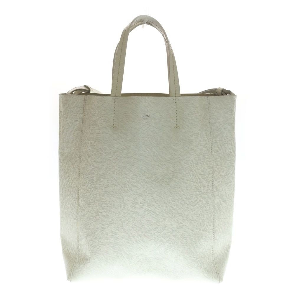 Celine Vertical Cover Small Tote White Leather Silver