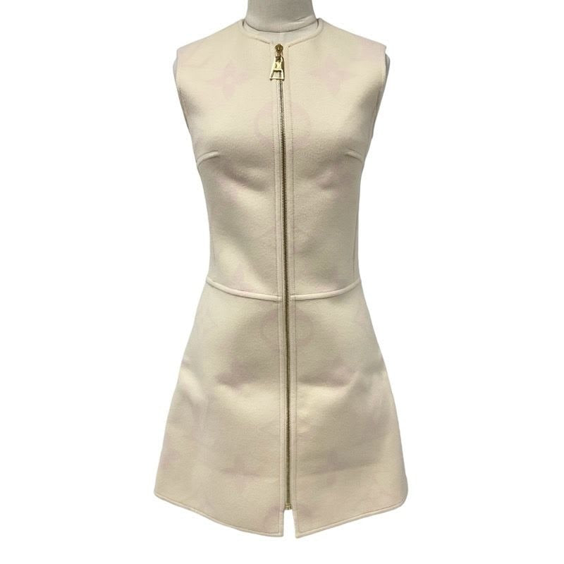 Louis Vuitton Dress Beige Pink Giant Monogram Center Zip Sleeveless