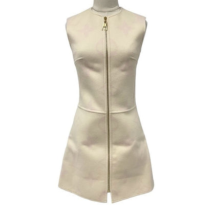 Louis Vuitton Dress Beige Pink Giant Monogram Center Zip Sleeveless