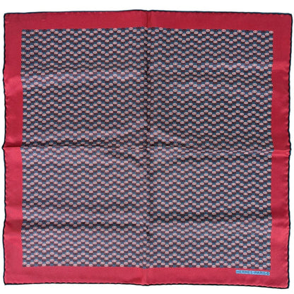 Hermes Chaine D'ancre Pattern Scarf Gavroche Silk Red Multicolor