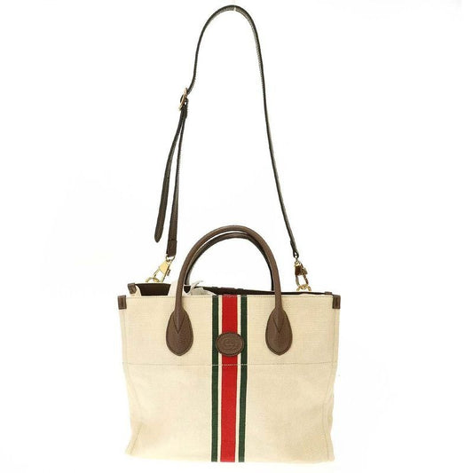 Gucci Sherry Line Fall Double 2WAY Shoulder Tote Bag Beige