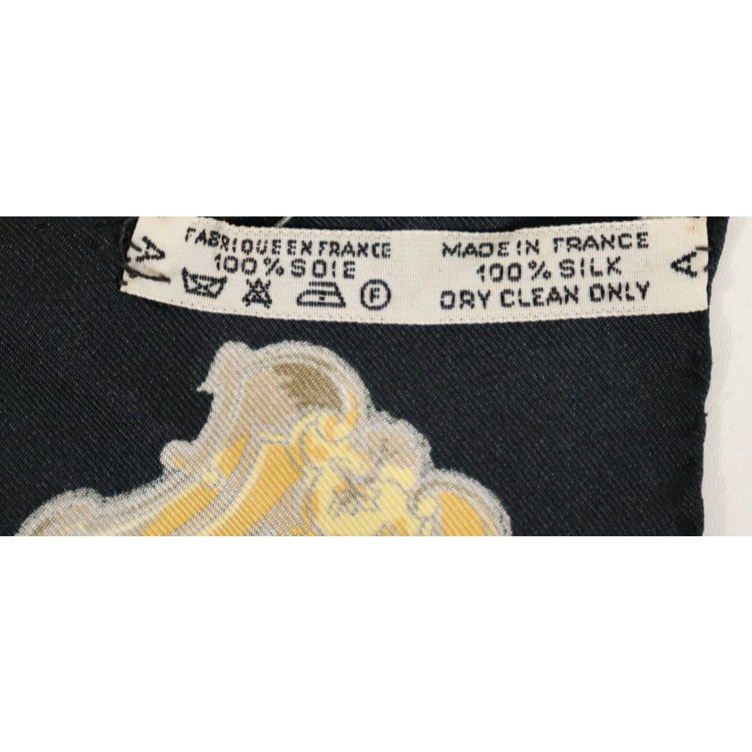 HERMES Silk Scarf Carre 90 Les Cles The Keys by Caty Latham Black White