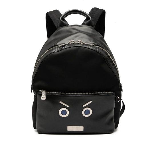 Fendi Faith Backpack 7 Vz012 Black Leather Nylon