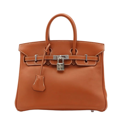 Hermes Birkin 25 Swift Gold Hand Bag Silver