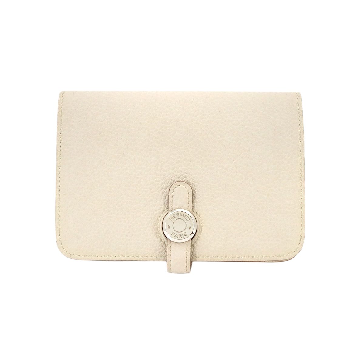 Hermes Dogon Compact Bifold Wallet Togo Beton Silver
