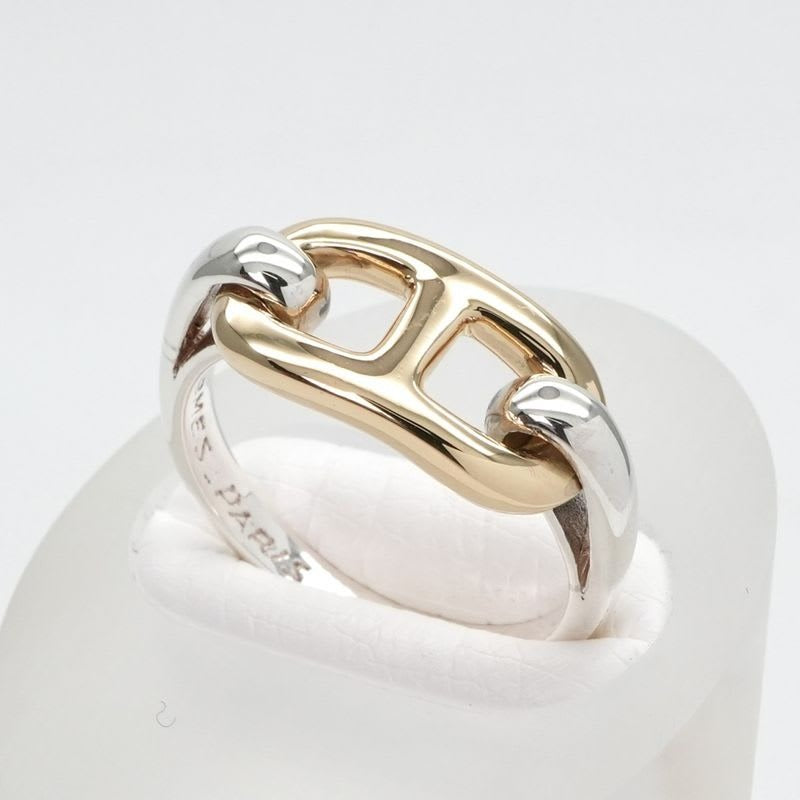 Hermes Chaine D'ancre Ring 750 925 Gold Combination Vintage 18K