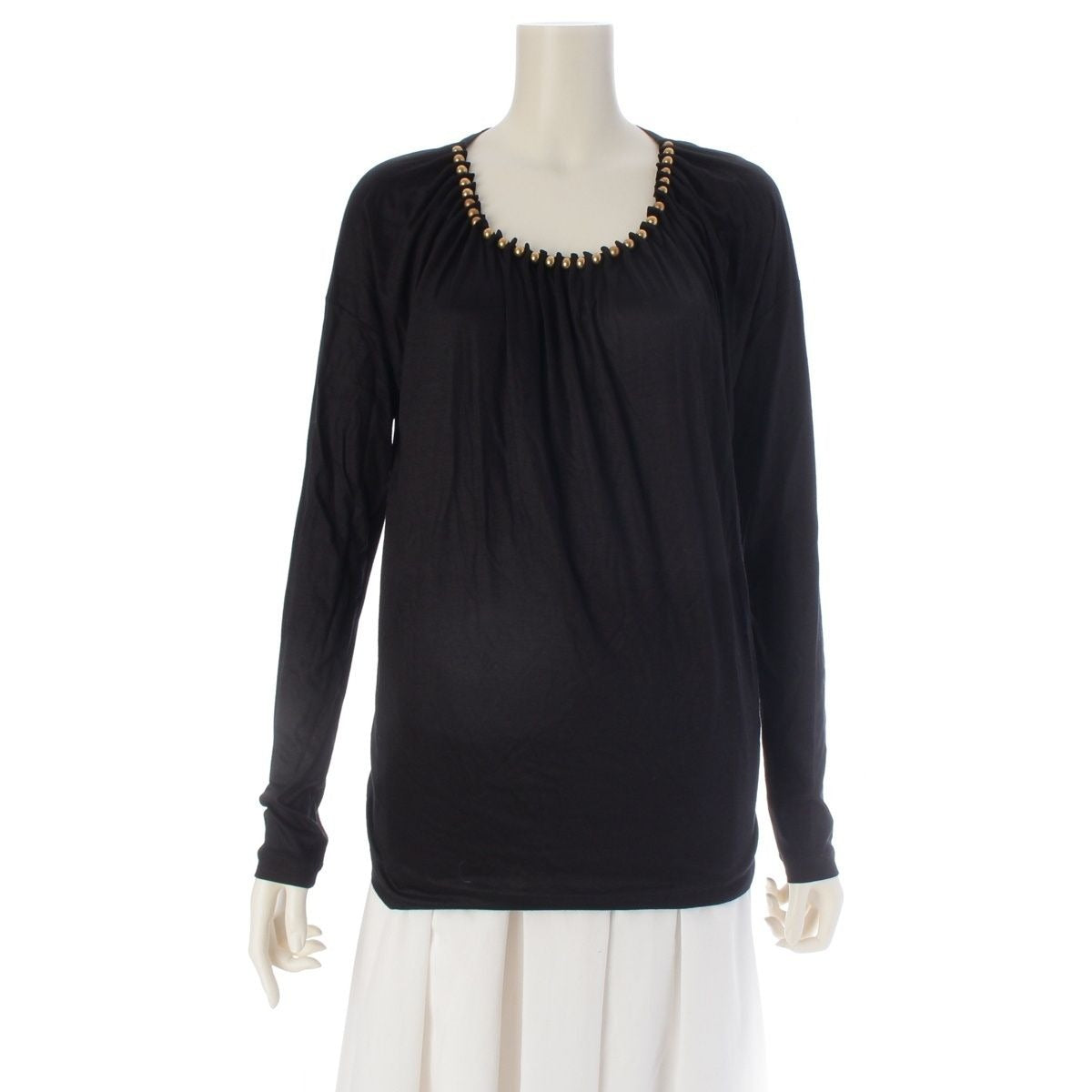 Gucci Metal Beads Bijou Crew Neck Top Black