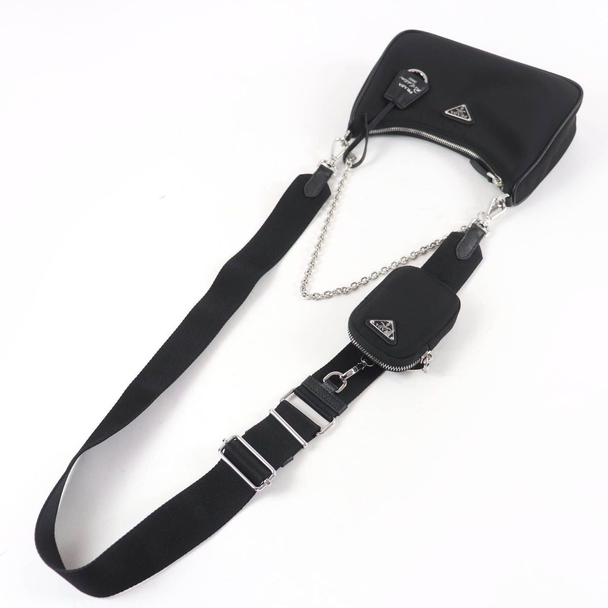 Prada Re Edition 2-Way Shoulder Bag Black with Triangle Logo Pouch — view 4