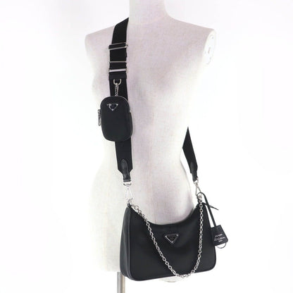 Prada Re Edition 2-Way Shoulder Bag Black with Triangle Logo Pouch — view 6