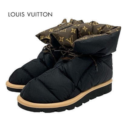Louis Vuitton Pillow Line Monogram Boots Short Shoes Nylon Black Brown