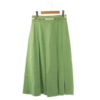 Gucci GG Marmont Chain Printed Skirt Fleece Linen Blend Slit 38 Green CX