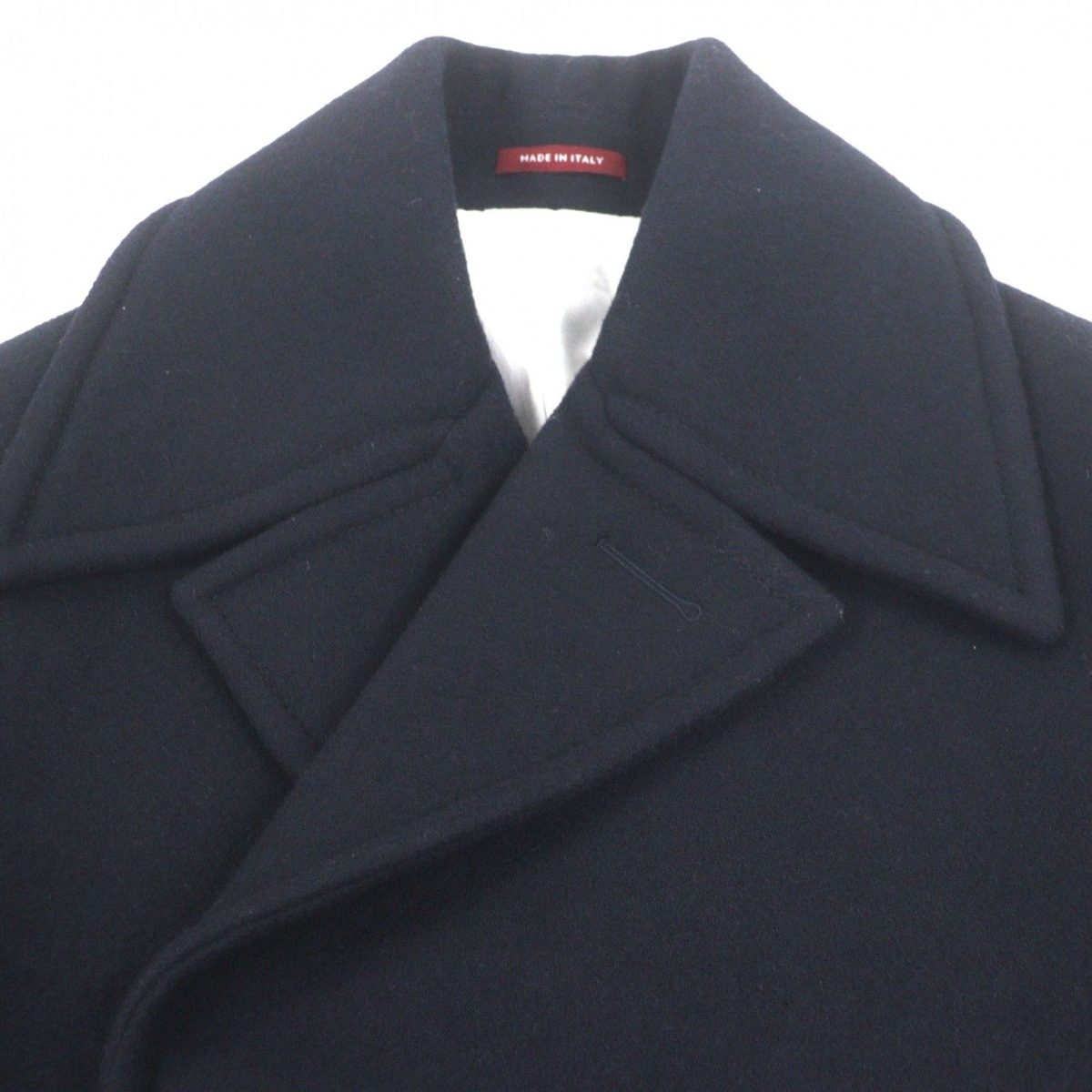 Gucci Web Line Wool Logo Button Double Breasted Pea Coat Navy 50 — view 2