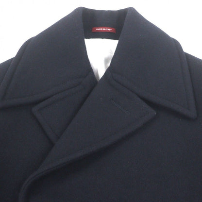 Gucci Web Line Wool Logo Button Double Breasted Pea Coat Navy 50 — view 2