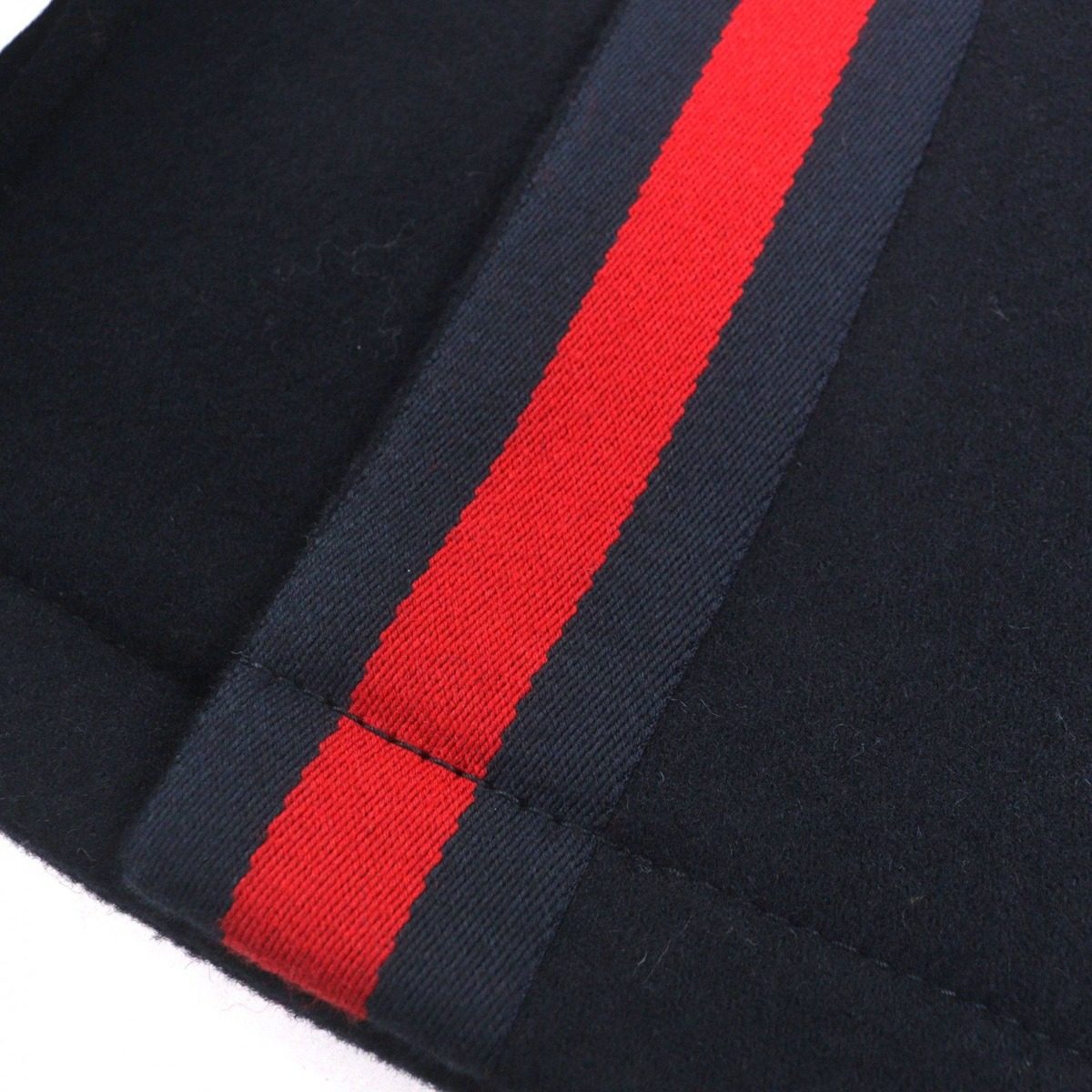 Gucci Web Line Wool Logo Button Double Breasted Pea Coat Navy 50 — view 7