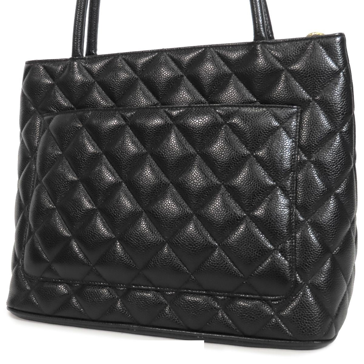 Chanel Reissue Tote Bag Black Gold Caviar Leather Quilted CC Logo — view 2