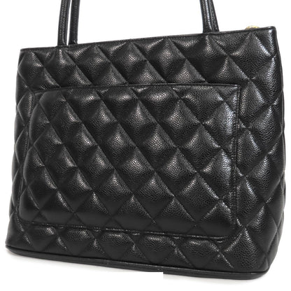 Chanel Reissue Tote Bag Black Gold Caviar Leather Quilted CC Logo — view 2