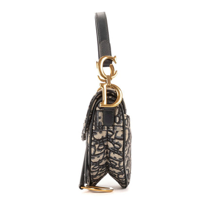 Dior Oblique Saddle Navy Diorissimo Canvas Shoulder Bag — view 3