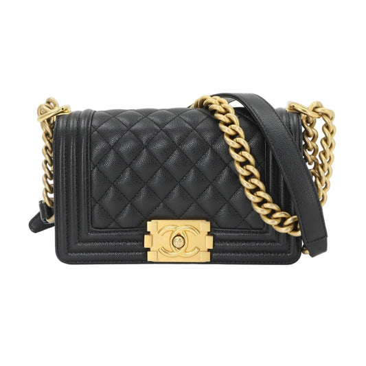 Chanel Boy Small Chain Shoulder Bag Caviar Leather Black