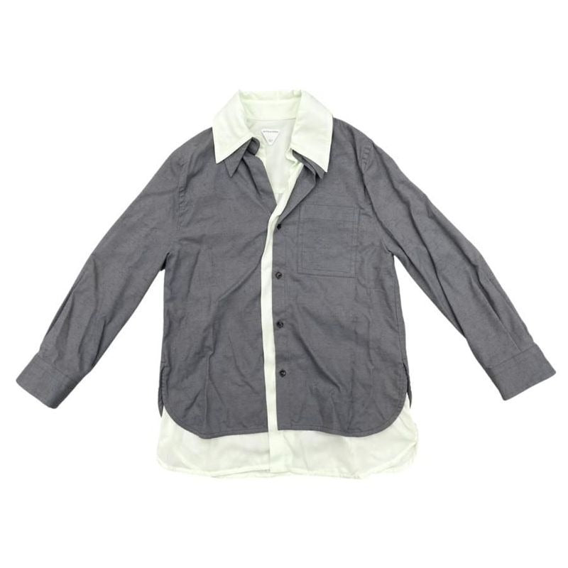 Bottega Veneta Long Sleeve Shirt Double Layered V2 Sm0 1225 38 Size Gray