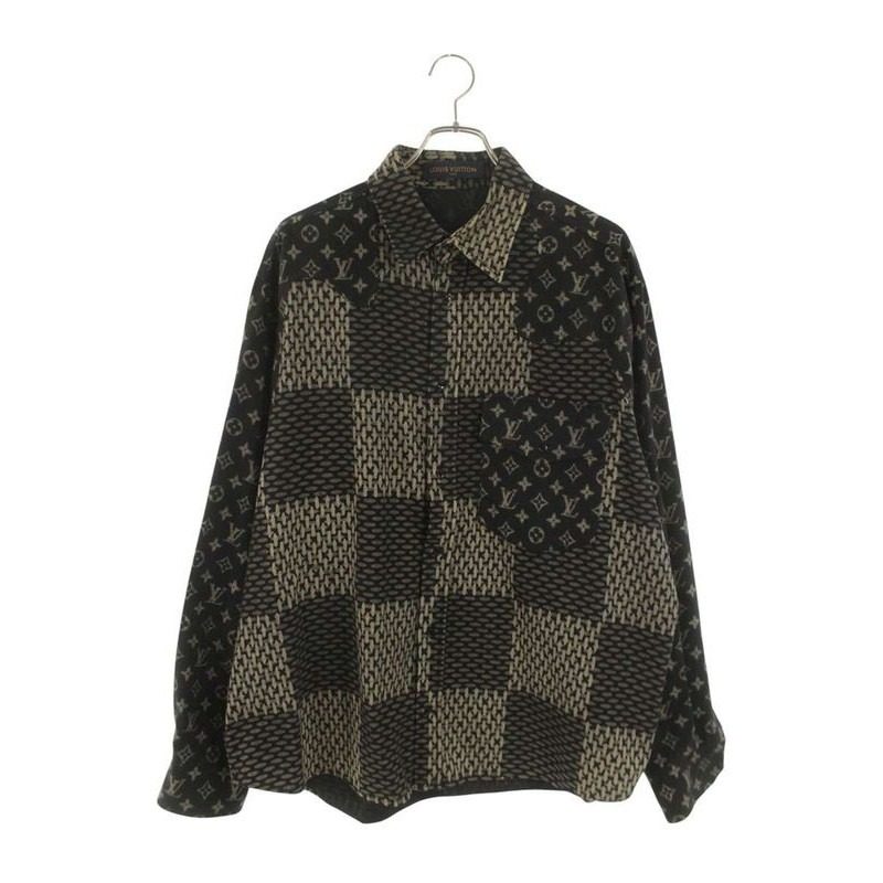 Louis Vuitton Vji Monogram Wave Giant Damier Flannel Long Sleeve Shirt XL