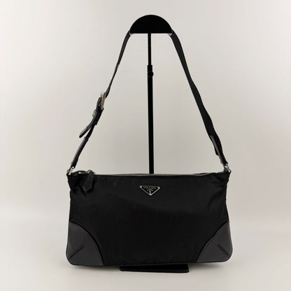 Prada Shoulder Bag Black Nylon Leather Vintage — view 2