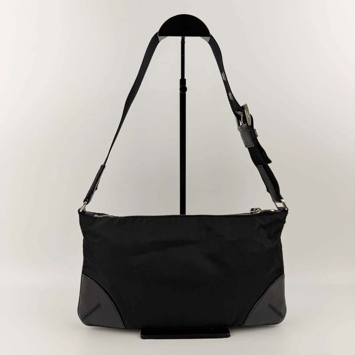 Prada Shoulder Bag Black Nylon Leather Vintage — view 3