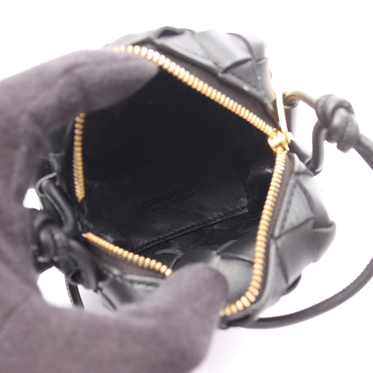 Bottega Veneta Shoulder Bag Intrecciato Micro Black Leather — view 3