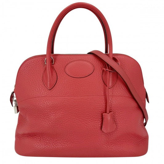 Hermes 2-Way Bolide 35 Shoulder Bag Crossbody Leather Red Silver