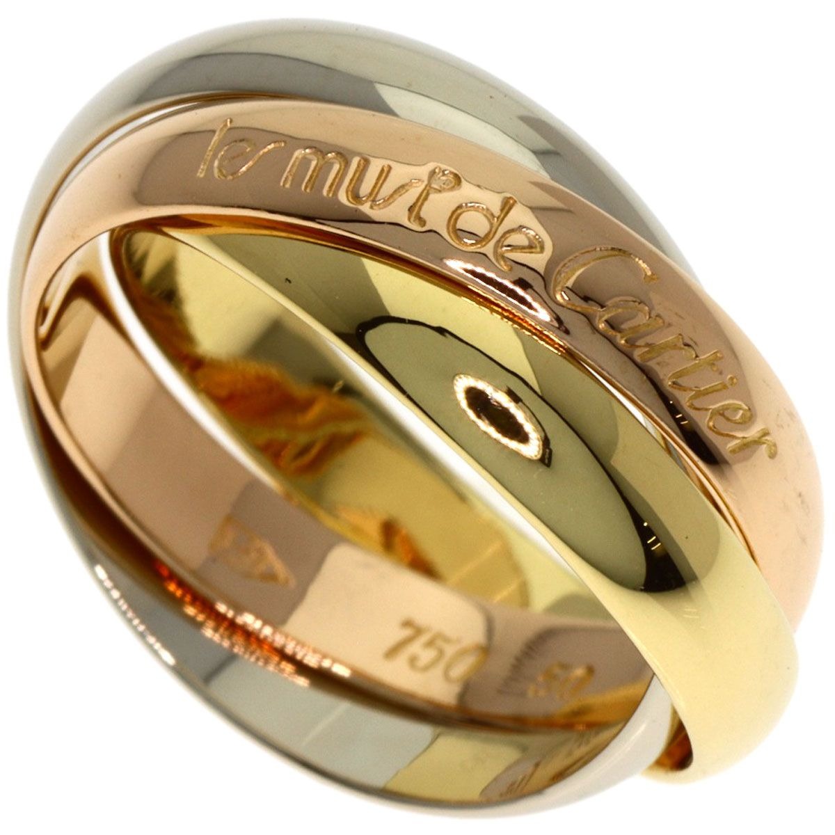 Cartier Trinity 50 Ring 18K Yellow Gold White Pink
