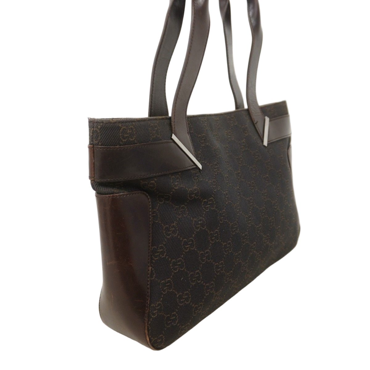 Gucci Tote Denim Dark Brown Silver — view 2