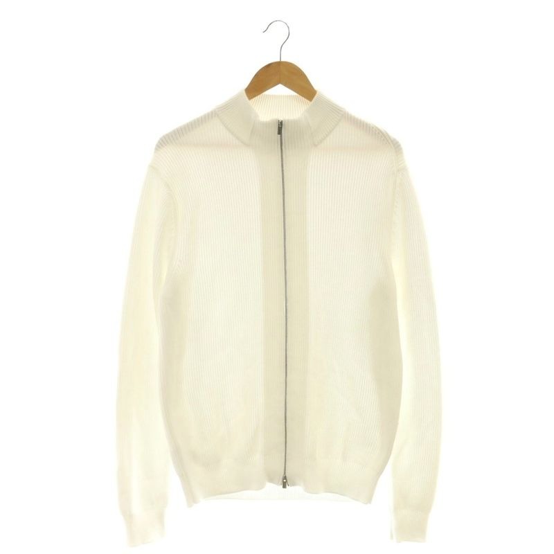 Hermes Cotton Driver's Knit Sweater Zip-up L White CX OS AD