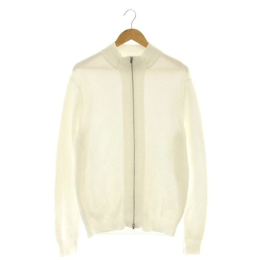 Hermes Cotton Driver's Knit Sweater Zip-up L White CX OS AD