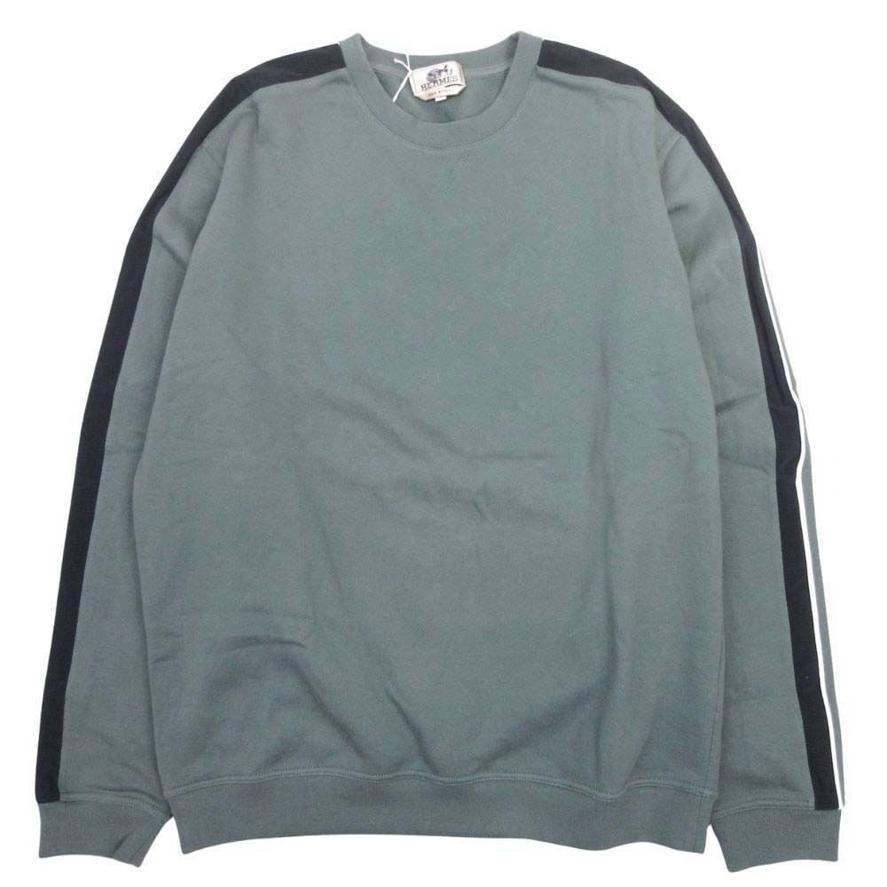 Hermes Run Side Line Sweatshirt Pullover Top Crew Neck Cotton Brushed Back XL