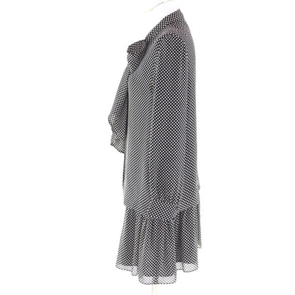 Celine Silk with Ribbon Tie Dot Pattern Dress Black 38 — view 2