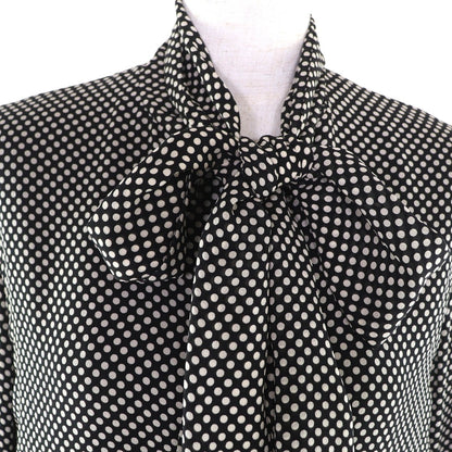 Celine Silk with Ribbon Tie Dot Pattern Dress Black 38 — view 4