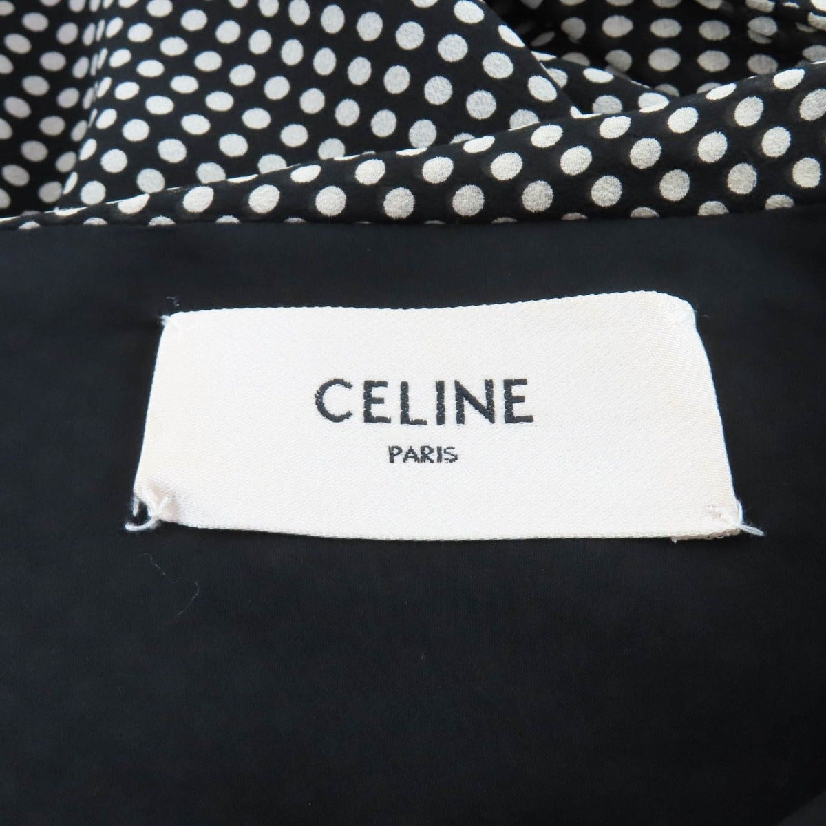 Celine Silk with Ribbon Tie Dot Pattern Dress Black 38 — view 5