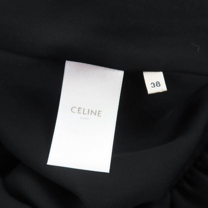 Celine Silk with Ribbon Tie Dot Pattern Dress Black 38 — view 6