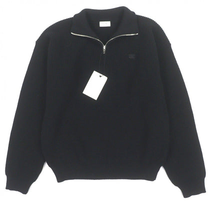 Celine 100% Wool Triomphe Embroidery Half Zip Trucker Knit