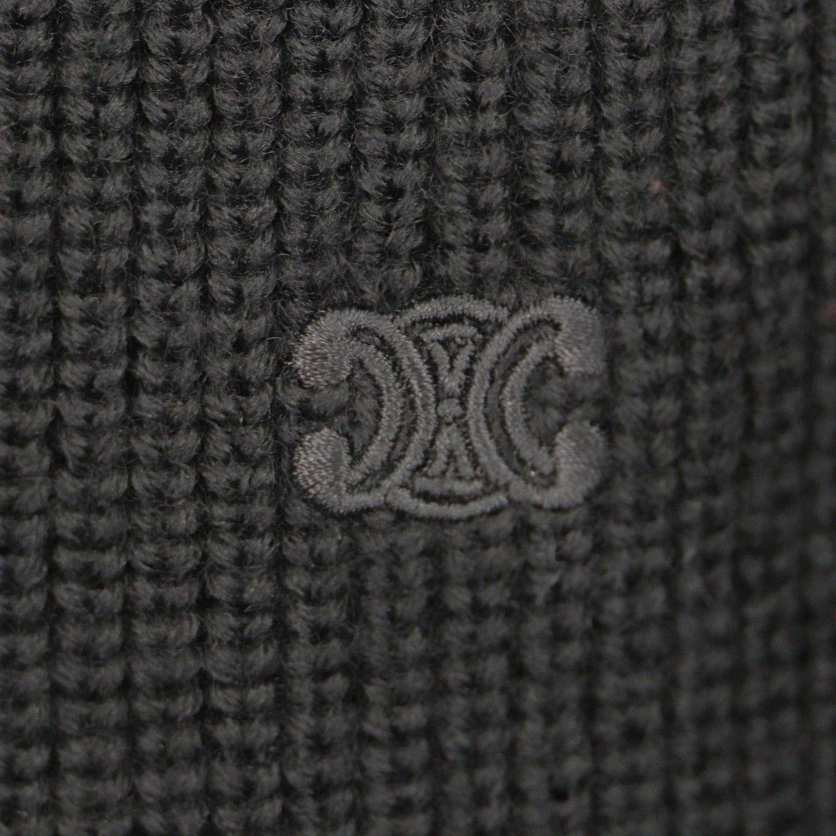 Celine 100% Wool Triomphe Embroidery Half Zip Trucker Knit — view 5