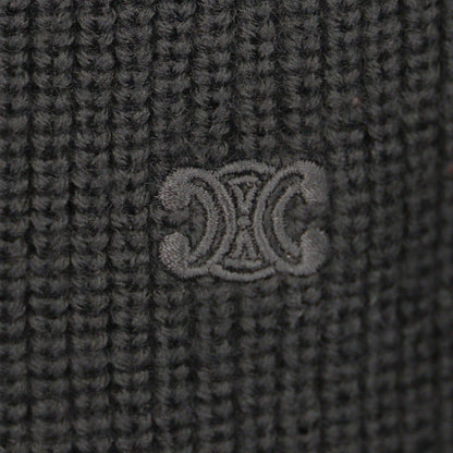 Celine 100% Wool Triomphe Embroidery Half Zip Trucker Knit — view 5