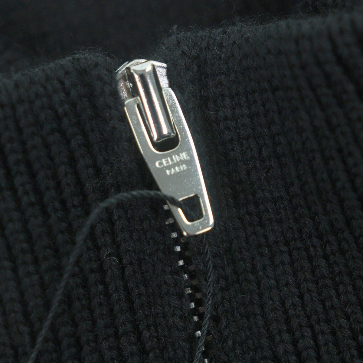 Celine 100% Wool Triomphe Embroidery Half Zip Trucker Knit — view 6