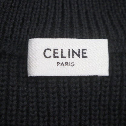 Celine 100% Wool Triomphe Embroidery Half Zip Trucker Knit — view 7