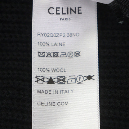 Celine 100% Wool Triomphe Embroidery Half Zip Trucker Knit — view 9