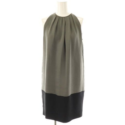 Celine Silk Dress Mini Sleeveless 34 Gray Black Hk OS