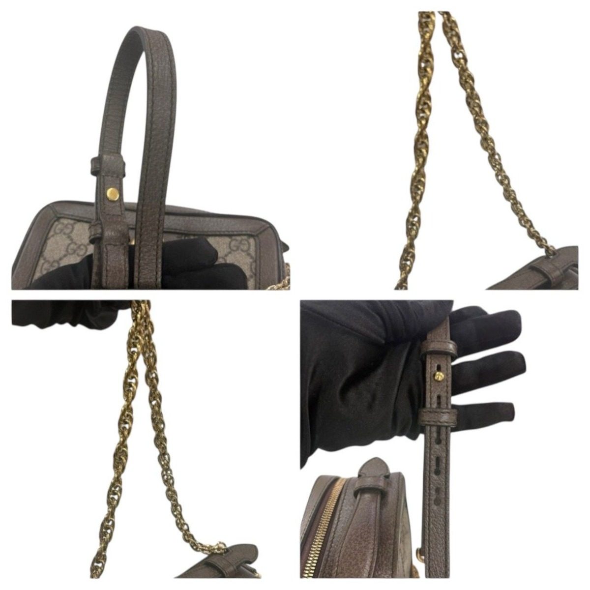 Gucci Ophidia Brown Gold GG Supreme Canvas Leather Shoulder Bag — view 7