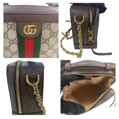 Gucci Ophidia Brown Gold GG Supreme Canvas Leather Shoulder Bag — view 8