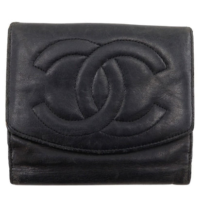 Chanel CC Logo Lambskin Black Bifold Wallet